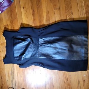 Vintage? Milly lambs leather block midi black dress 10